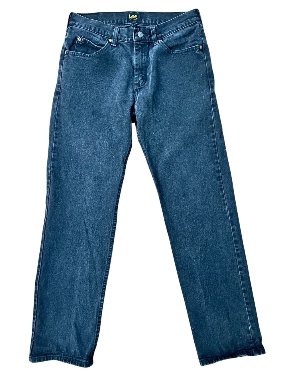 Lee Regular Fit Black Denim Jeans Mens 30x32 Cotton Straight Leg Vintage Style